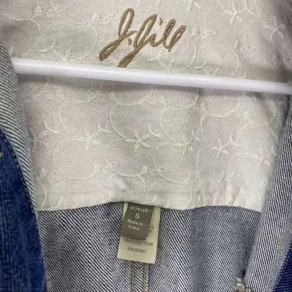 J. JILL Bluer denim Jacket cuffs cotton Sz  S - Picture 2 of 6